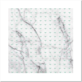 White Marble Abstract Mint Posters and Art